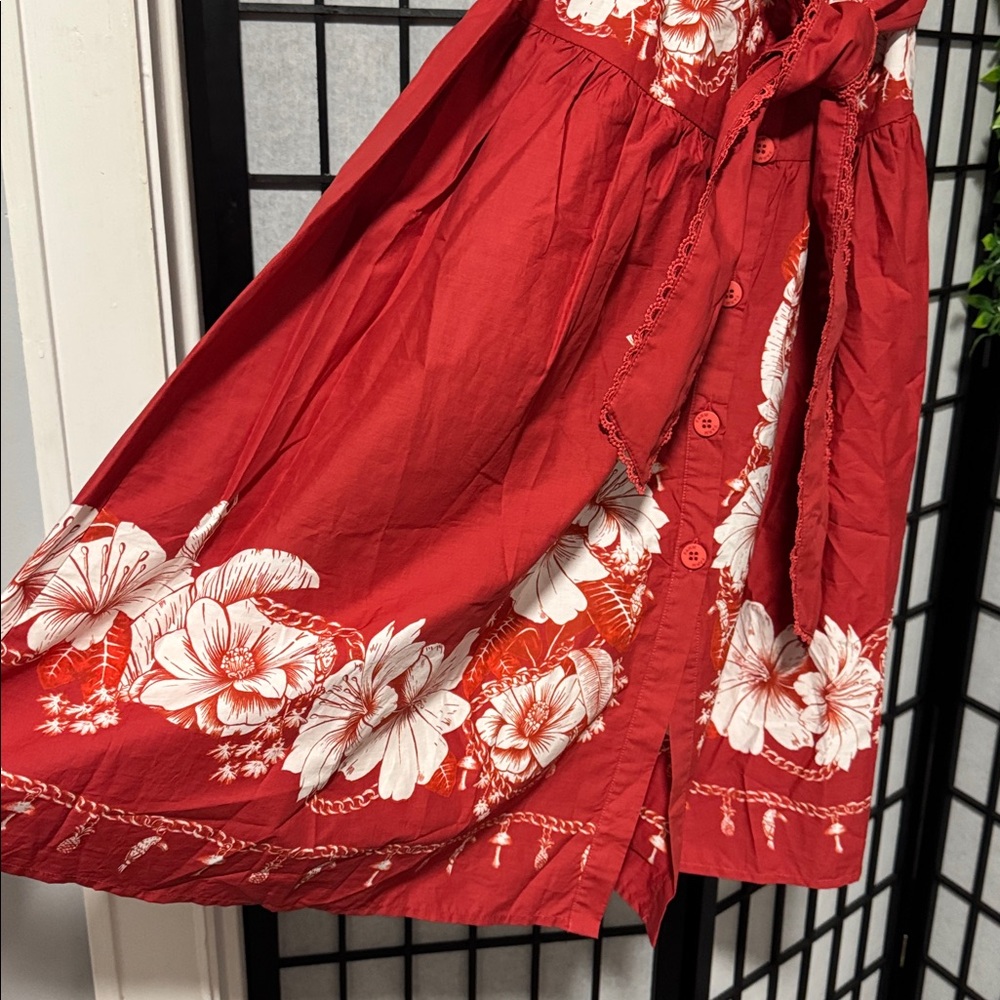 Farm Rio XXS Red Floral Chains Guipure Midi Dress - Picture 6 of 12